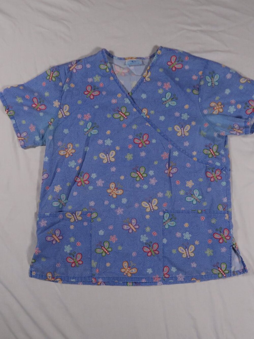 Blue Butterfly Print Scrub Top fashion scrub